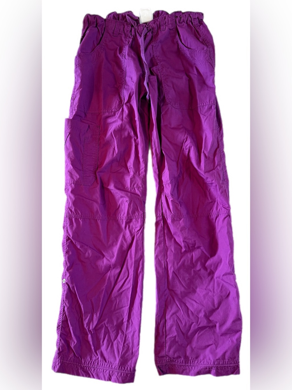 Peaches Cargo style scrub pant Small Mulberry